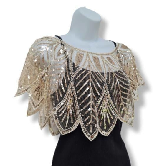 gold shrugs and boleros for evening dresses EASEDAILY Sequins Bolero Shrug Jackets Long Sleeve Cropped Top Wedding Party Evening Dress Sparkle Blazer for Women and Girls at Amazon Women's Clothing store