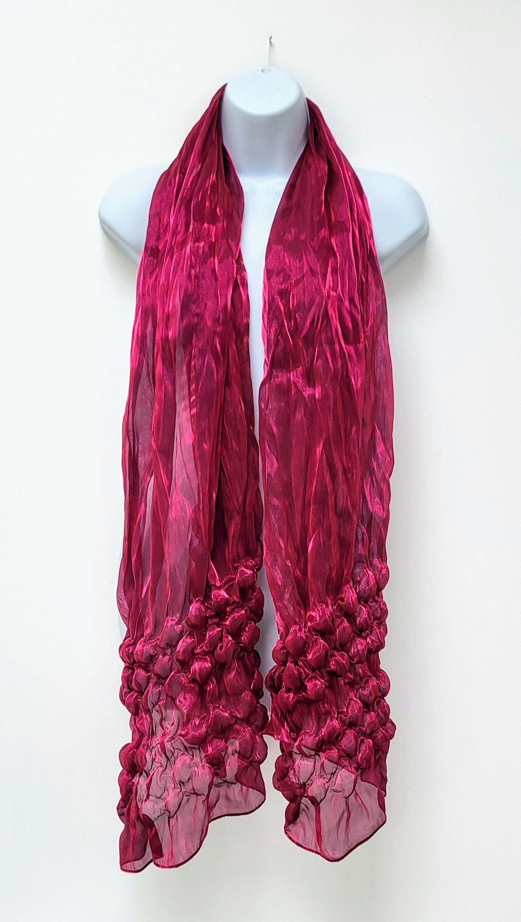 Raspberry Ruffle Retro Signs Raspberry Red Shimmer Ruffle Scarf/wrap - Etsy