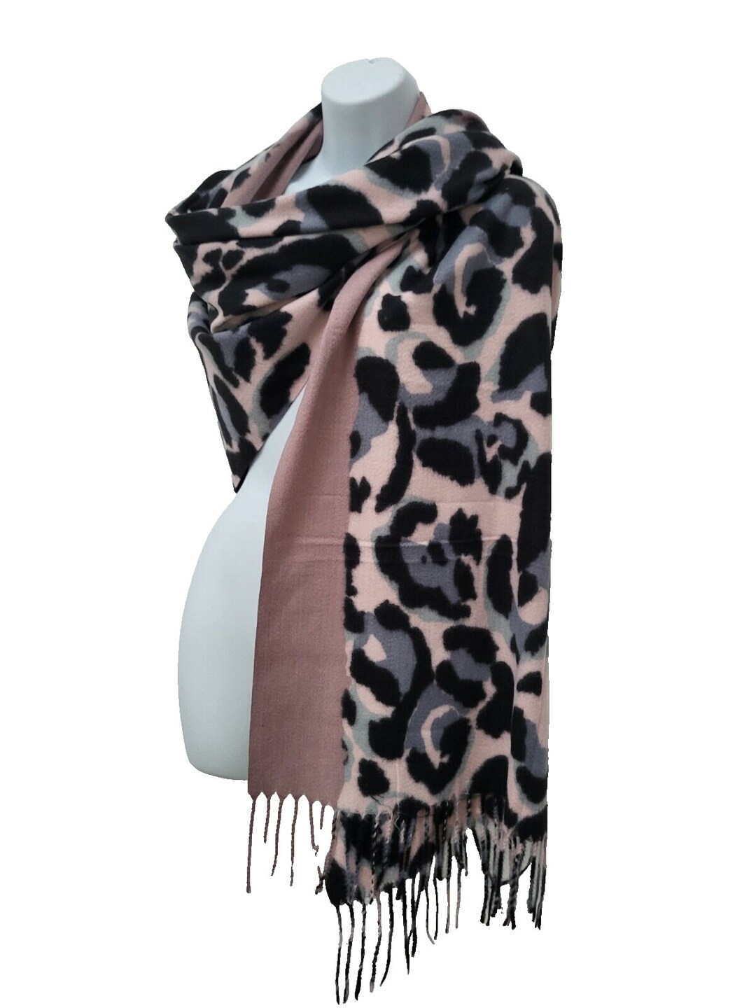 Pink Leopard Print Scarf/pashmina/wrap Large Luxurious Soft Wool Mix