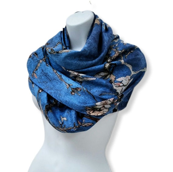 Van Gogh Blue Blossom Flower Print Scarf/pashmina/wrap