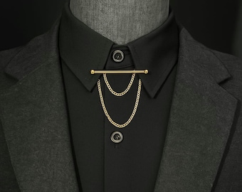 Vergoldete Kragenstiftstange, Hemdkragenkettenstange, elegant und formell