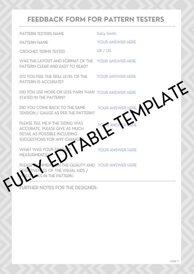 Test Pack Template Crochet Pattern Testing Template Pack: Editable Canva Template (digital ...