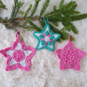 Crochet Christmas Star Ornaments Pattern | PDF Digital Pattern | Crochet Star Pattern | Crochet Christmas Stars