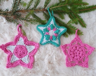 Crochet Christmas Star Ornaments Pattern | PDF Digital Pattern | Crochet Star Pattern | Crochet Christmas Stars