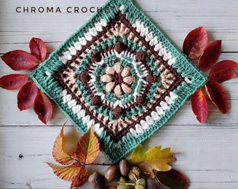 Kleurrijk gehaakt oma vierkant patroon | Digitale pdf-download | Patroon gehaakte deken vierkant