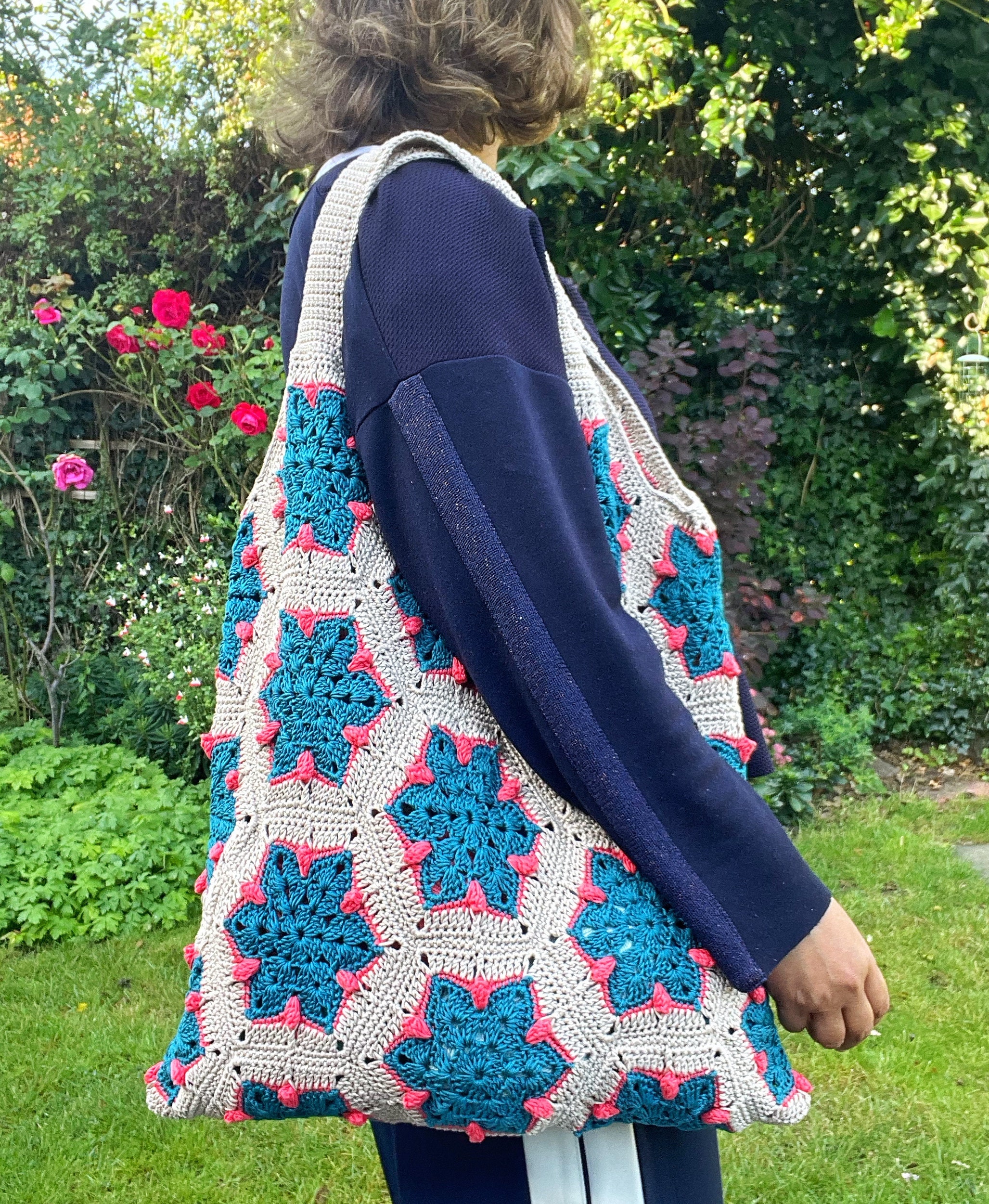 Crochet Hexagon Tote Bag Pattern PDF Digital Download : Crochet Market ...