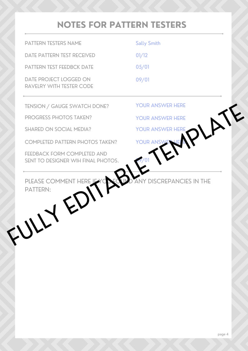Test Pack Template Crochet Pattern Testing Template Pack: Editable Canva Template (digital ...