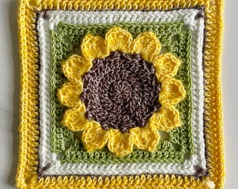 Sunflower Crochet Granny Square Pattern (PDF Digital Pattern)