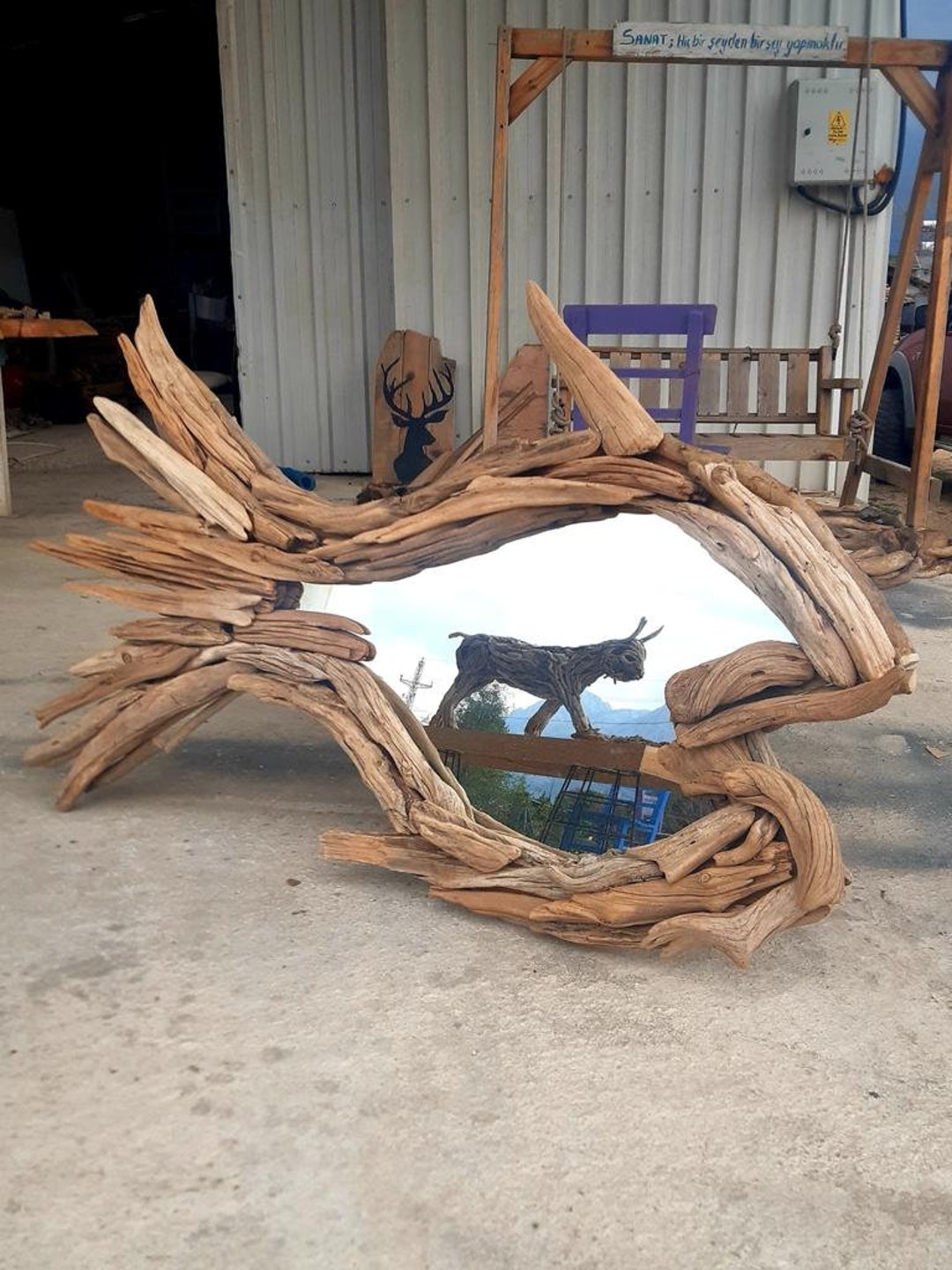 Driftwood Mirror Floor Mirror Rustic Wood Mirror Design Wood Mirror Etsy