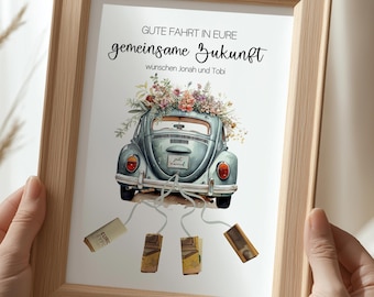 Wedding Money Gift Template PDF – Printable Wedding Craft Idea, Customizable, Creative DIY Money Gift Card Download