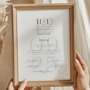 Personalized marriage certificate template for civil weddings and registry office - For self-printing, digital wedding certificate