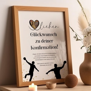 Geldgeschenk Konfirmation mit Handball-Motiv – Kreative Geschenkidee mit Geld für das Konfirmationskind, Vorlage zum Selbstausdrucken