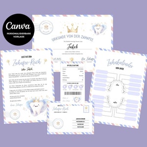 Carta personalizada del Ratoncito Pérez para imprimir: regalo del Ratoncito Pérez que incluye carta, calendario de certificado, sobre y recibo.