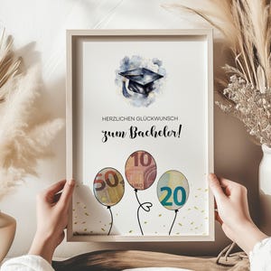 Bachelor Geldgeschenk , Geschenk zum Bachelor Abschluss, Last Minute Pdf, Geldscheine Geschenk zum Selbstausdrucken