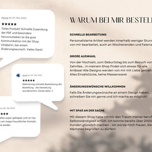 May include: A white background with a light brown overlay. The text "WARUM BEI MIR BESTELLEN?" is in a black font. Below the text are four customer reviews with five stars and positive comments. The reviews are in German. The text "SCHNELLE BEARBEITUNG", "GROBE AUSWAHL", "&Auml;NDERUNGSW&Uuml;NSCHE WILLKOMMEN", and "MIT SPAB AN DER SACHE" are in black font. The text "Kathas" is in a black font with a white background.