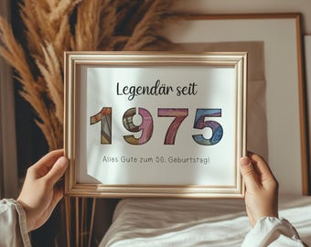 Original cash gift idea for the 50th birthday - 1975 template to print, last minute cash gift for the 50th birthday