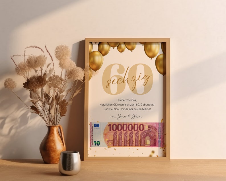Personalisiertes Geldgeschenk zum 60. Geburtstag mit Namen Etsy.de