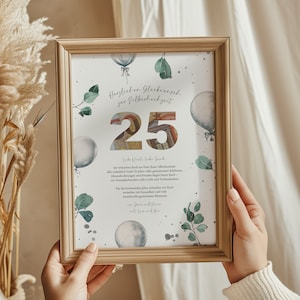 Personalisiertes Geldgeschenk Silberhochzeit - Geschenkidee für 25 Jahre Ehe zum Selbstausdrucken