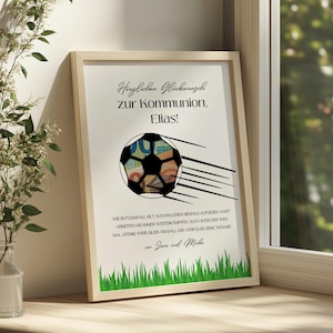 Personalisiertes Geldgeschenk zur Kommunion für Jungs im Fußball-Look - Coole Vorlagen zum Ausdrucken zu Hause