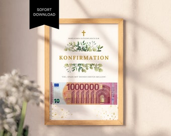 Last Minute Money Gift for Confirmation: Printable Template for Boys and Girls, Money Gift Confirmation to Print