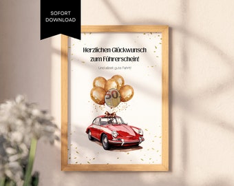 Digital gift template for passing your driver's license - cash gift to print yourself | Perfect gift for passing your driving test