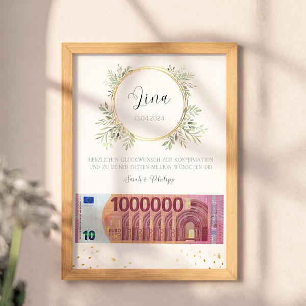 Money gift for confirmation "Your first million!", PDF template for self-printing, gift for confirmation