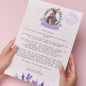 Carta del Conejo de Pascua en alemán para niños - Carta de Pascua personalizada - Regalo infantil - Relleno de nido de Pascua
