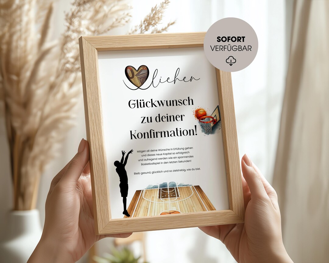 Motif Confirmation Confirmation Gift – Basketball Motif – Digital Template PDF – Gift for ...