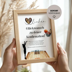 Geldgeschenk Konfirmation – Basketball-Motiv – Digitale Vorlage PDF - Geschenk Junge & Mädchen - Konfirmationsgeschenk