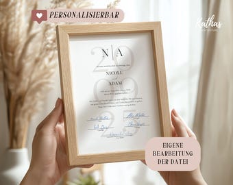 Personalisierte Trauurkunde Vorlage für freie Trauungen und Standesamt - Zum Ausdrucken und selber personalisieren in Canva | Hochzeit