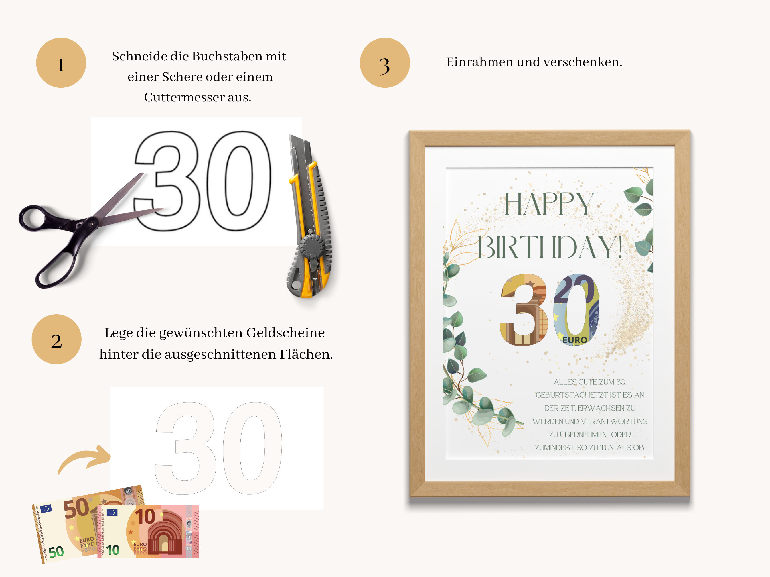 Personalisierbares Geldgeschenk zum 30. Geburtstag Zum Etsy.de