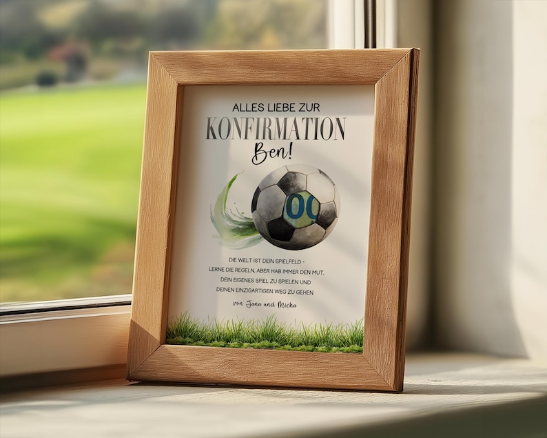 Money gift for a boy's confirmation – Football gift template PDF, Personalized gift idea for son, grandson, godchild, digital download image 6