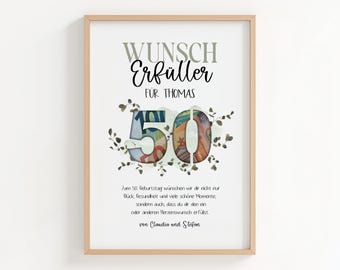 Cadeau en espèces pour un homme ou une femme de 50 ans | Cadeau en espèces | Cadeau exauçant un vœu | Cadeau en espèces à faire soi-même | Argent pour un anniversaire de 50 ans