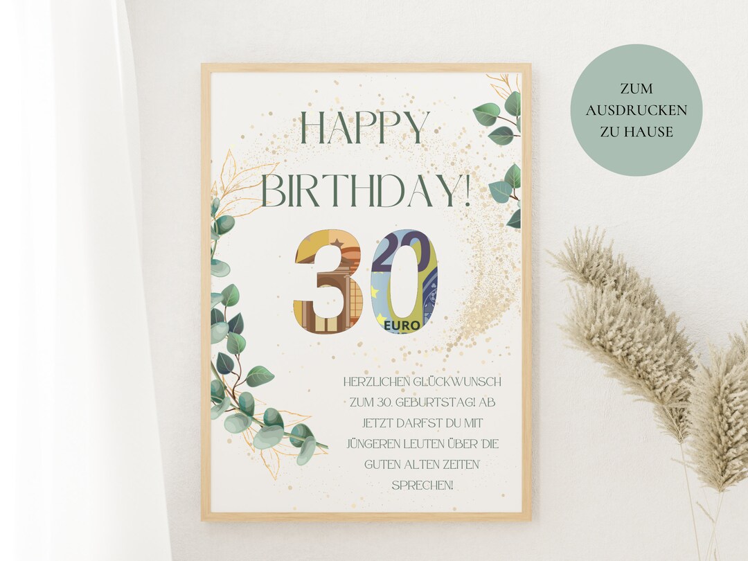 Geldgeschenk 30. Geburtstag Lustige Geschenkidee Geld DIY Etsy.de