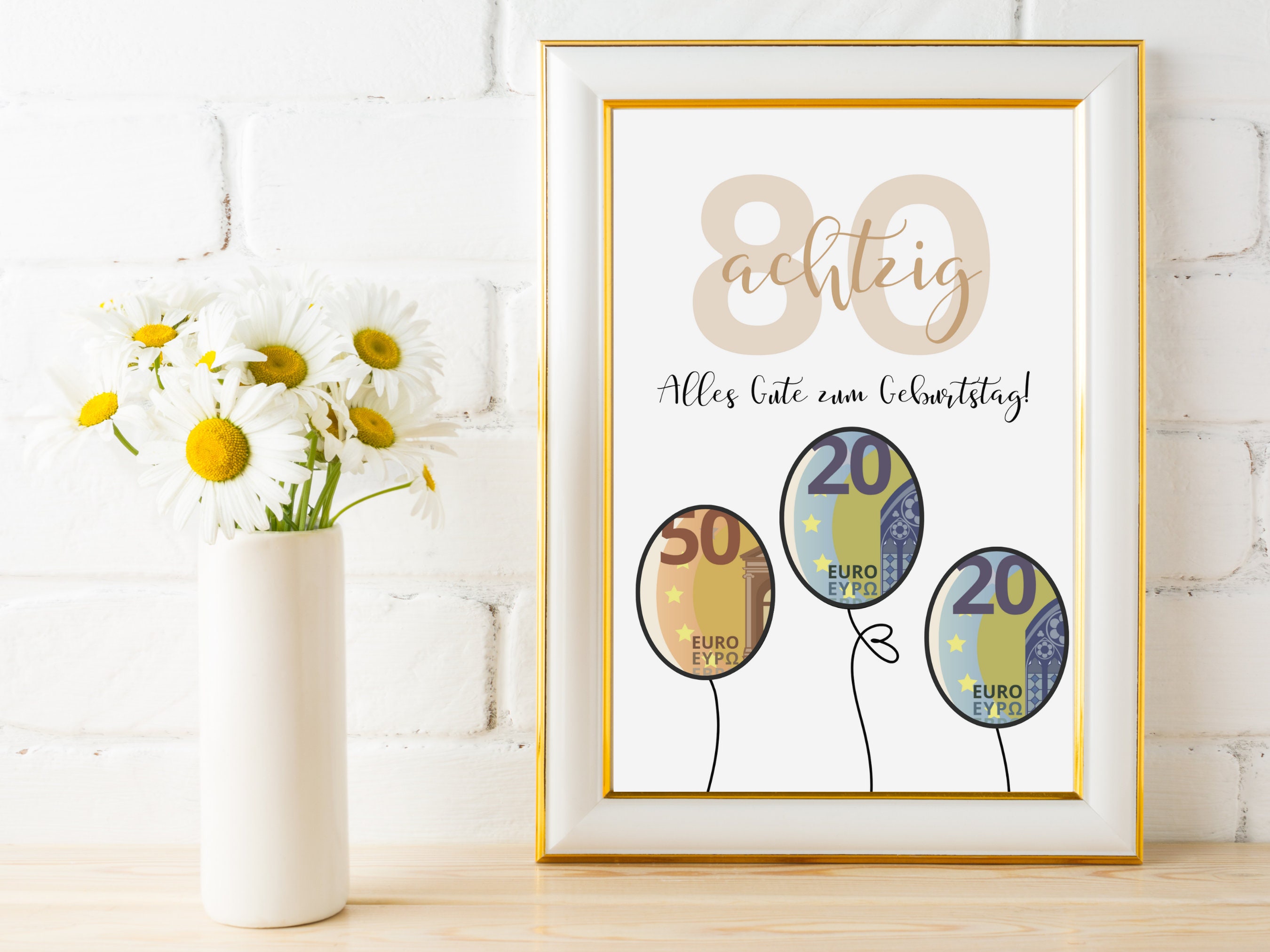 Geldgeschenk zum 80. Geburtstag Zum Ausdrucken & Last Minute Etsy.de