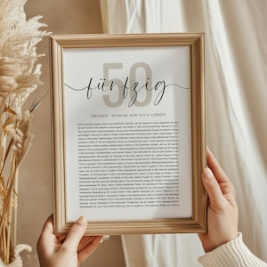 50 Gründe, warum wir dich lieben | 50. Geburtstag Geschenk | 50. Geburtstag Geschenk für Männer und Frauen | Druckbares Geschenk
