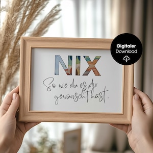 Money gift NIX for birthday - Funny gift for immediate download and printing