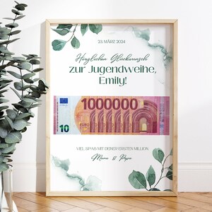 Geldgeschenk Jugendweihe, Deine erste Million, personalisierte PDF Vorlage zum Ausdrucken, Geschenk zur Jugendweihe personalisierbar Bild 9