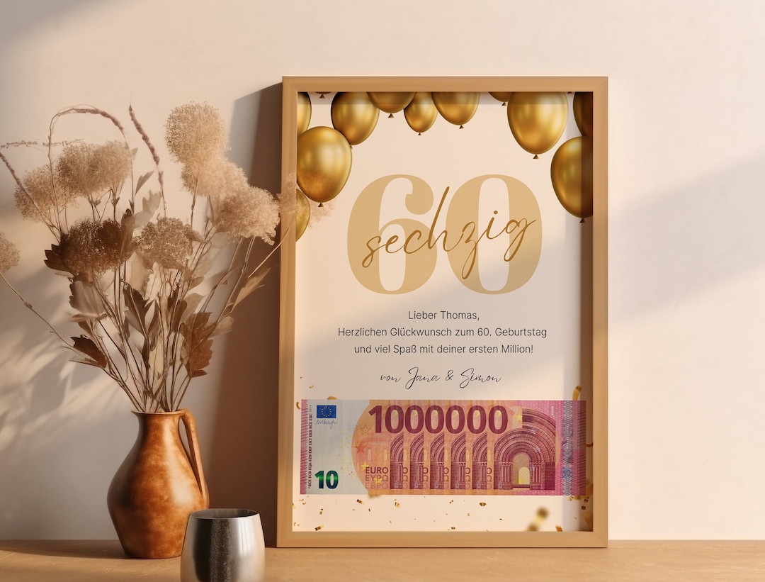 Geldgeschenk zum 60. Geburtstag Zum Ausdrucken & Last Minute erhältlich