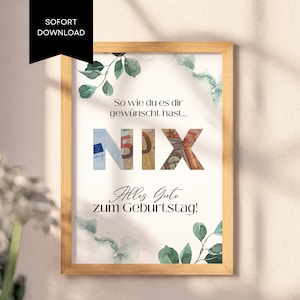 Regalo in denaro "NIX", modello PDF per la stampa, regalo di compleanno, idea regalo
