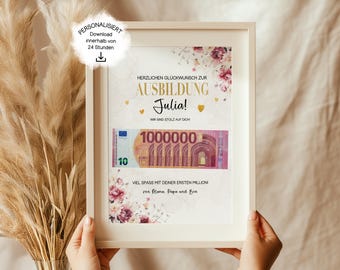 Gift for completing an apprenticeship (PDF) – Printable money gift template, last-minute gift, digital file