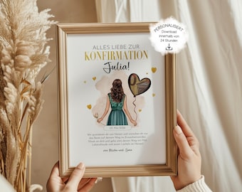 Argent à offrir pour une confirmation (fille) – Modèle PDF à imprimer | Design moderne | Cadeau de confirmation de dernière minute