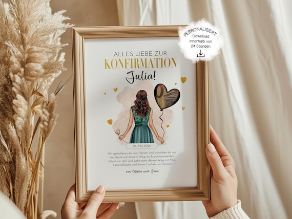 Konfirmation Geldgeschenk Mädchen – PDF Geschenkvorlage zum Ausdrucken | Modernes Motiv | Last Minute Konfirmationsgeschenk