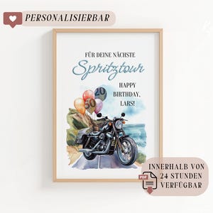Cash gift for a motorcycle joyride | Gift for motorcyclists | Birthday gift for bikers, men, and women | | Digital download PDF A4