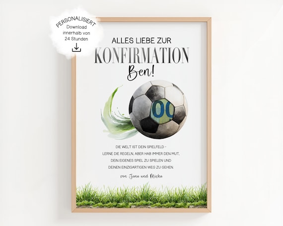 Geldgeschenk Konfirmation Junge – Fußball Geschenk Vorlage PDF, Personalisierte Geschenkidee für Sohn, Enkel, Patenkind, digitaler Download