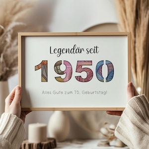 Originelle Geldgeschenkidee zum 75. Geburtstag - 1950 Vorlage zum Selbstausdrucken, Last Minute Geldgeschenk zum 75. Geburtstag