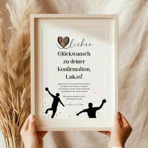 Geldgeschenk zur Konfirmation für Jungs im Handball-Look - Coole Vorlage zum Selbstausdrucken, Last Minute Geschenk