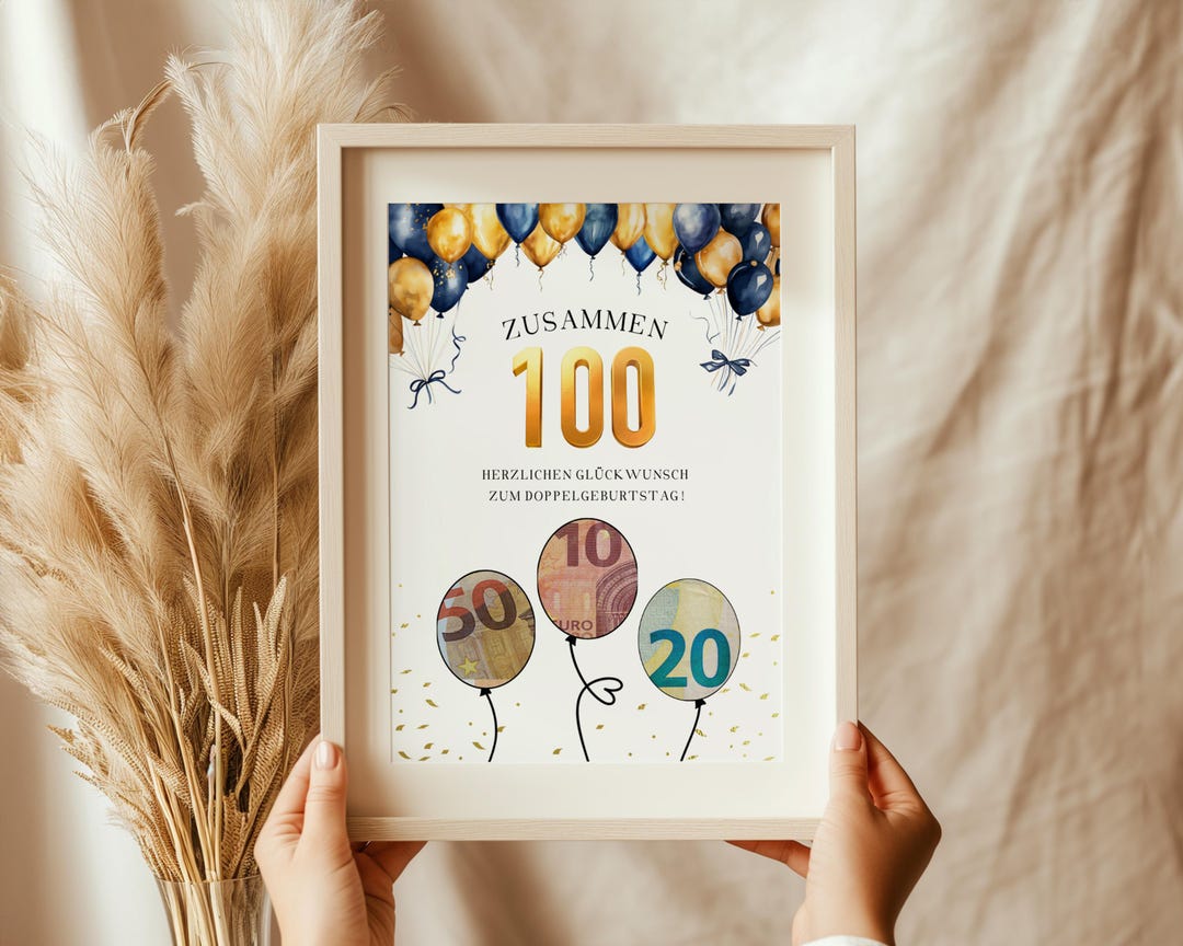 Geldgeschenk zum Doppelgeburtstag - 50 + 50 = 100 Geburtstag, Digitaler ... Geldgeschenk zum Doppelgeburtstag - 50 + 50 = 100 Geburtstag, Digitaler ...