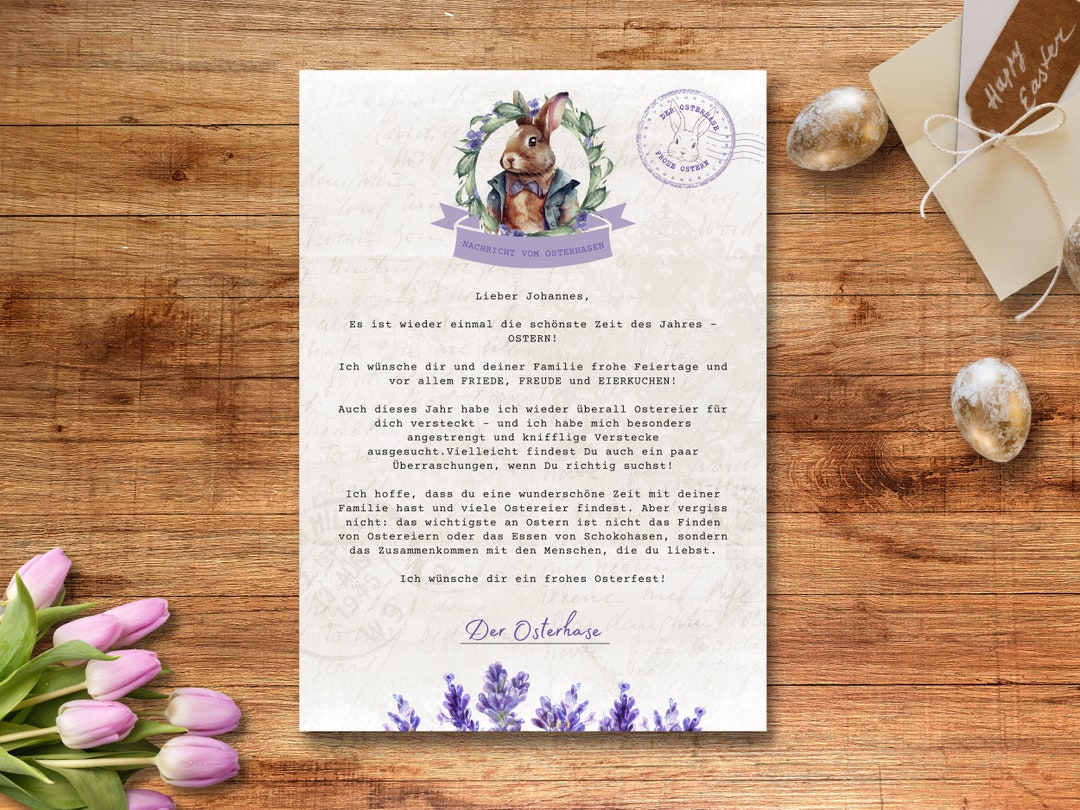 Letter From the Easter Bunny in German for Children Personalized Easter