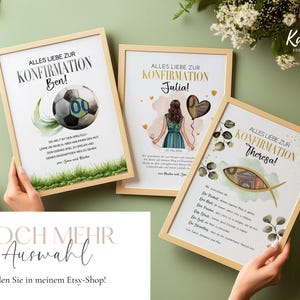 Weitere Geldgeschenke und Geschenkvorlagen zur Konfirmation aus meinem Etsy Shop, verschiedene Designs für Jungen und Mädchen als digitale Downloads